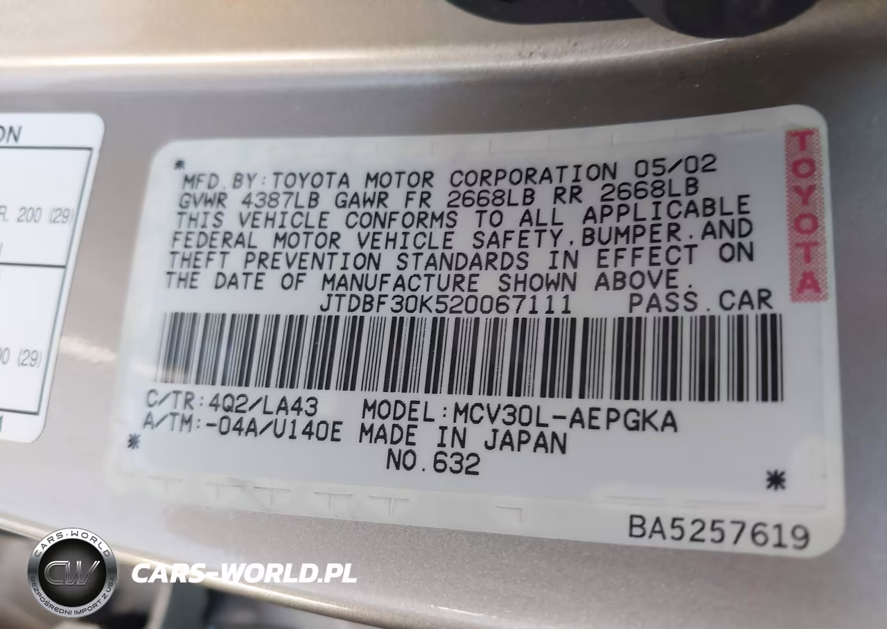 2002 Toyota Camry Xle VIN:JTDBF30K520067111 - 9