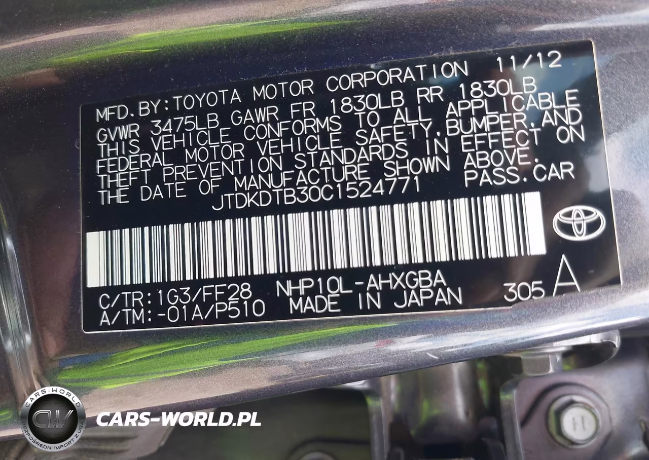 2012 Toyota Prius C Three VIN:JTDKDTB30C1524771 - 9