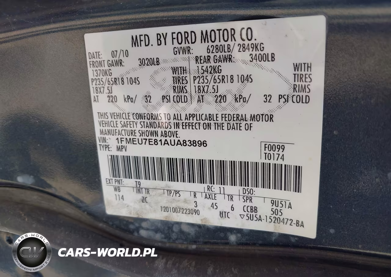 2010 Ford Explorer Eddie Bauer VIN:1FMEU7E81AUA83896 - 9