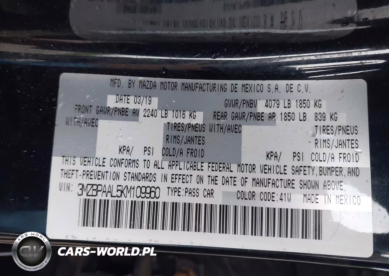 2019 Mazda Mazda3 Select Package VIN:3MZBPAAL5KM109960 - 9