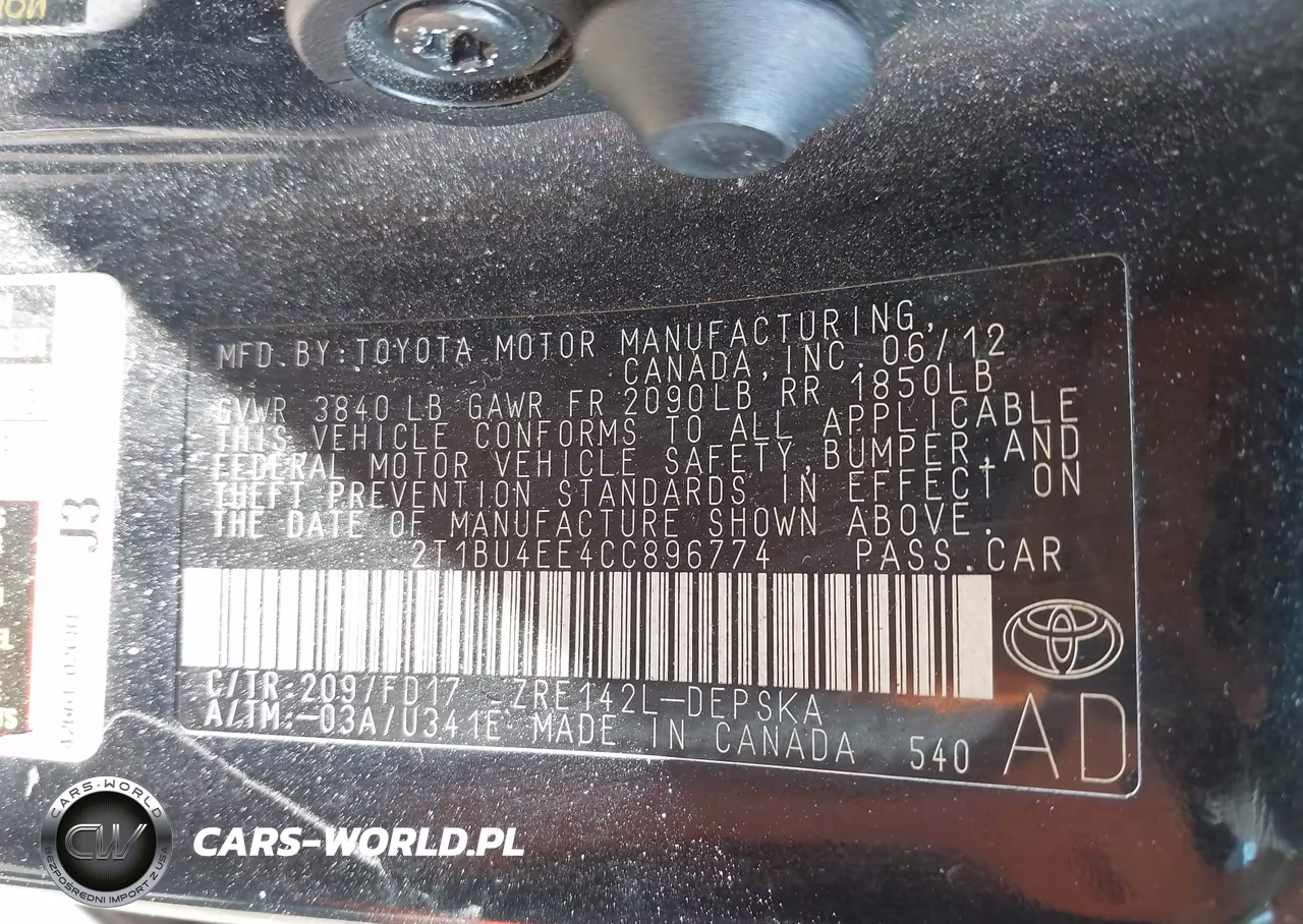 2012 Toyota Corolla S VIN:2T1BU4EE4CC896774 - 9