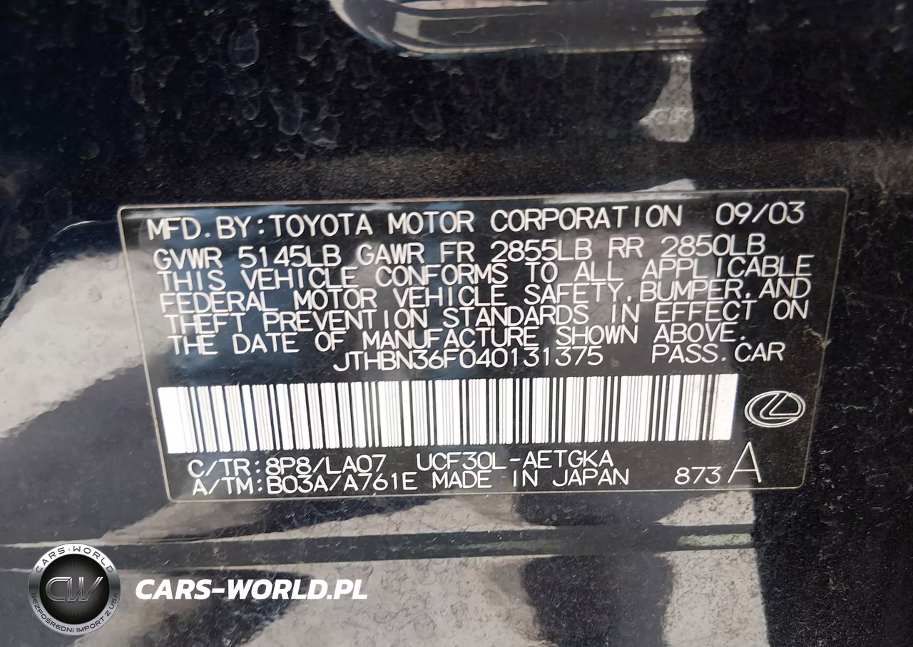 2004 Lexus Ls 430 VIN:JTHBN36F040131375 - 9
