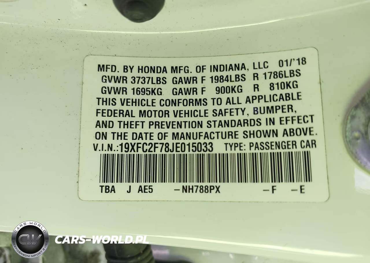 2018 Honda Civic Ex VIN:19XFC2F78JE015033 - 9