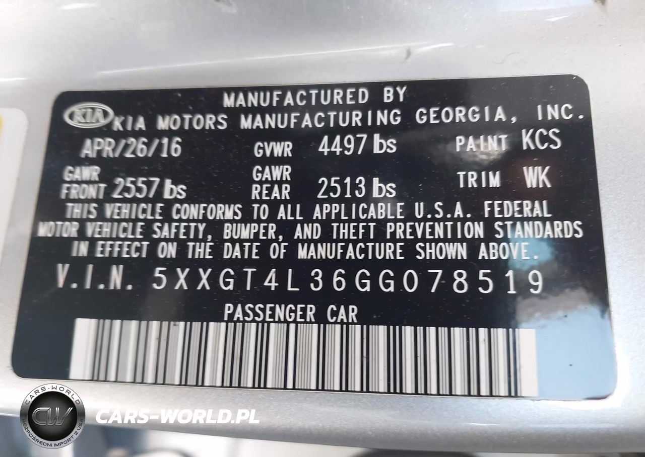 2016 Kia Optima Lx VIN:5XXGT4L36GG078519 - 9
