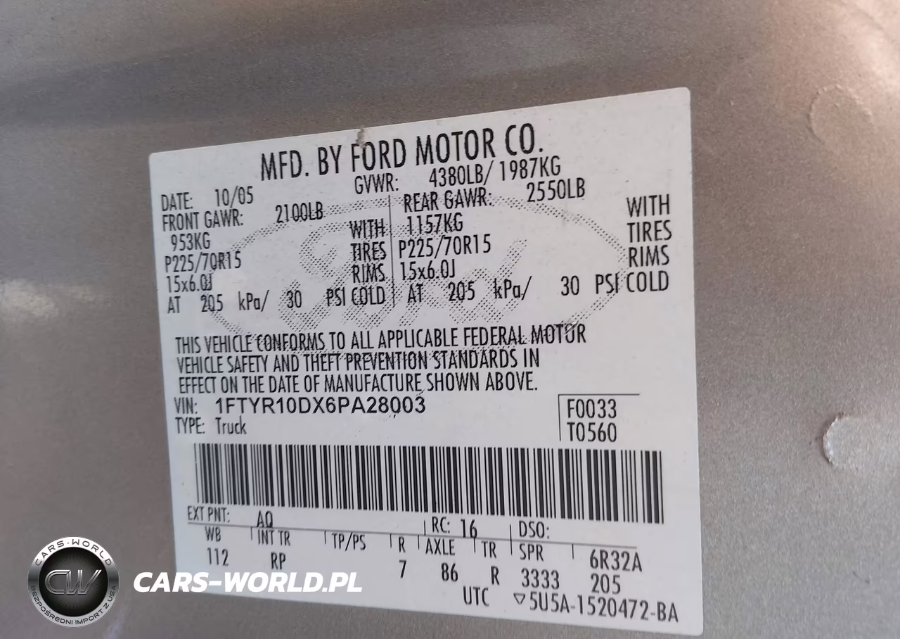 2006 Ford Ranger Xl-Xlt VIN:1FTYR10DX6PA28003 - 9