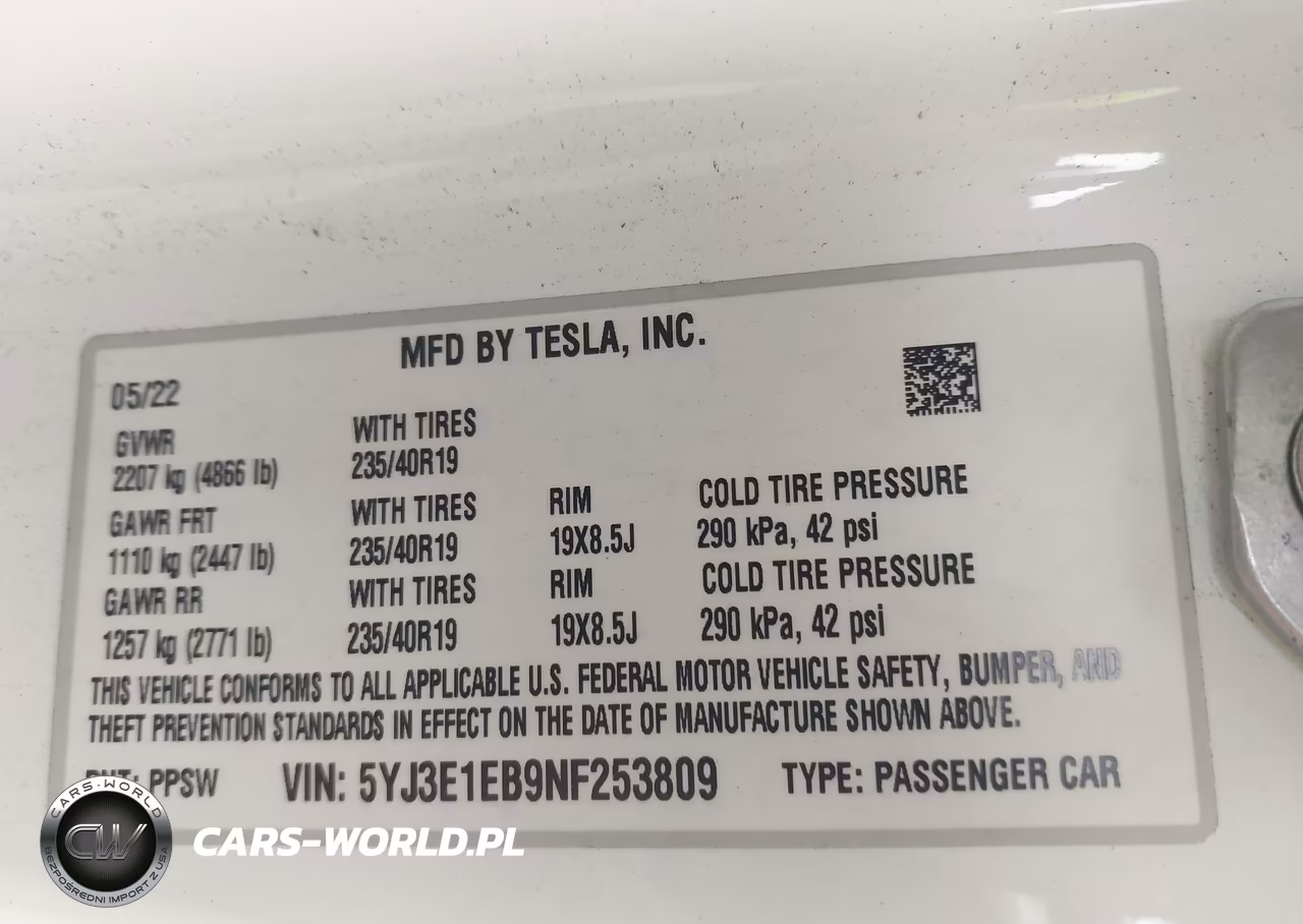 2022 Tesla Model 3 Long Range Dual Motor All-Wheel Drive VIN:5YJ3E1EB9NF253809 - 9