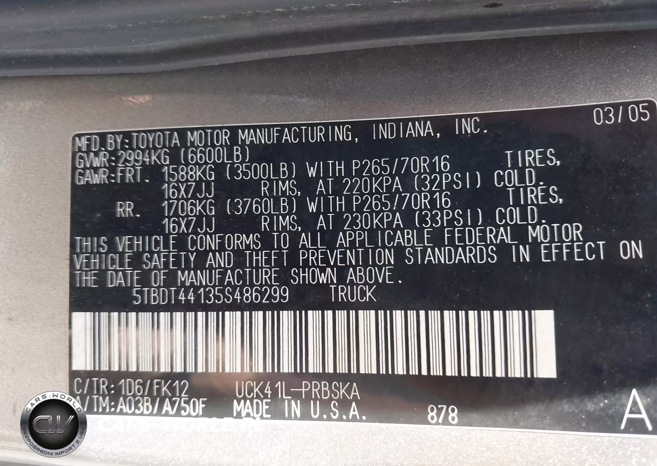 2005 Toyota Tundra Sr5 V8 VIN:5TBDT44135S486299 - 9