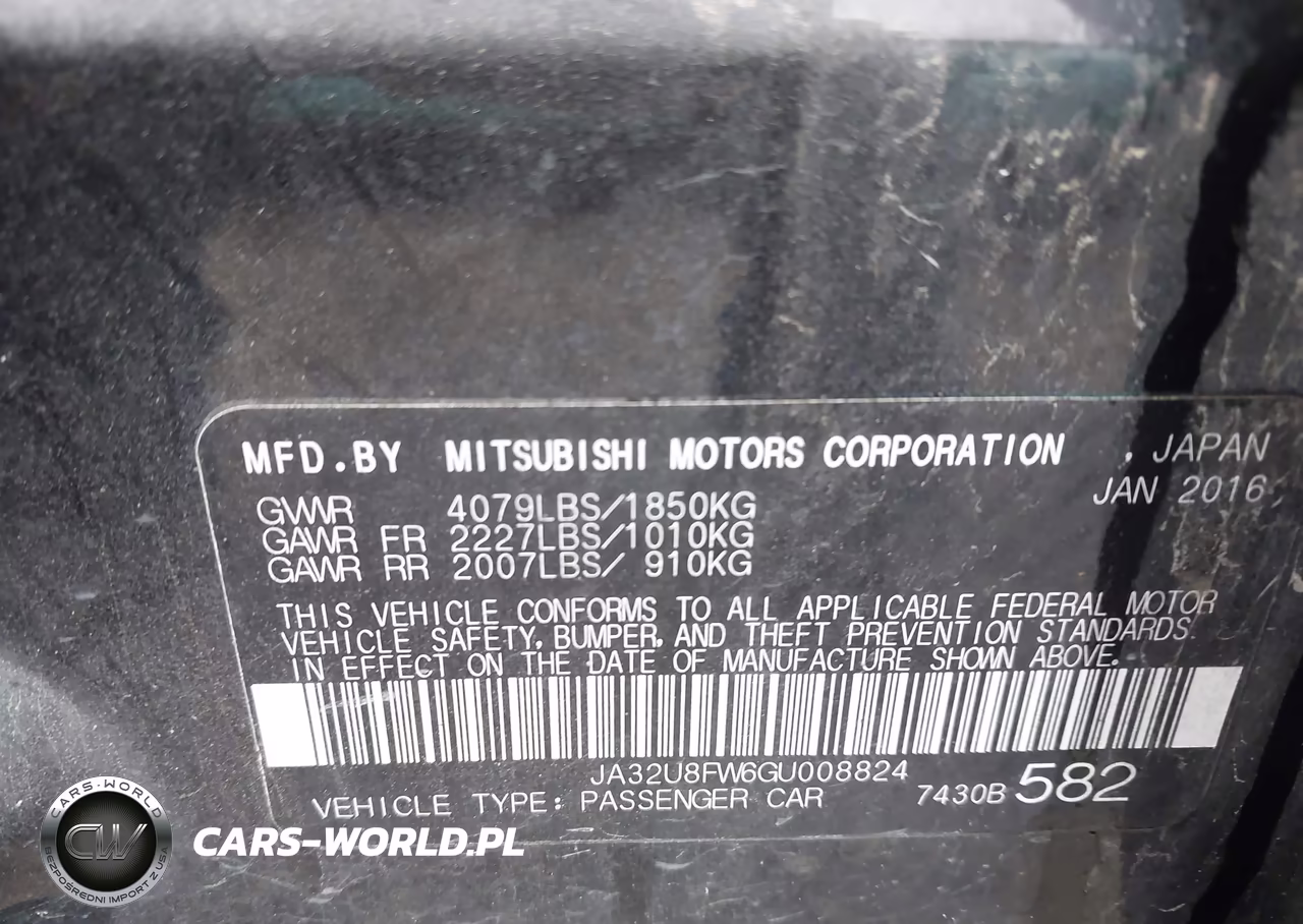 2016 Mitsubishi Lancer Gt VIN:JA32U8FW6GU008824 - 9