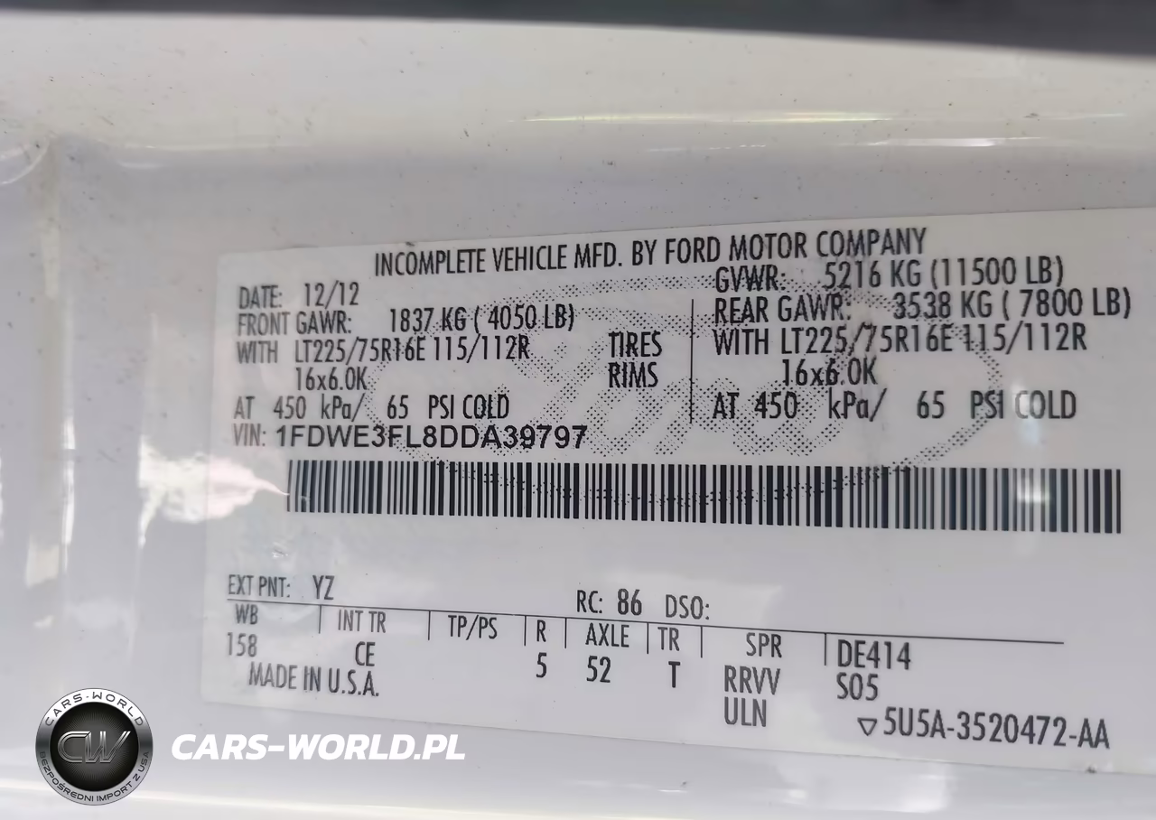 2013 Ford E-350 Cutaway VIN:1FDWE3FL8DDA39797 - 8