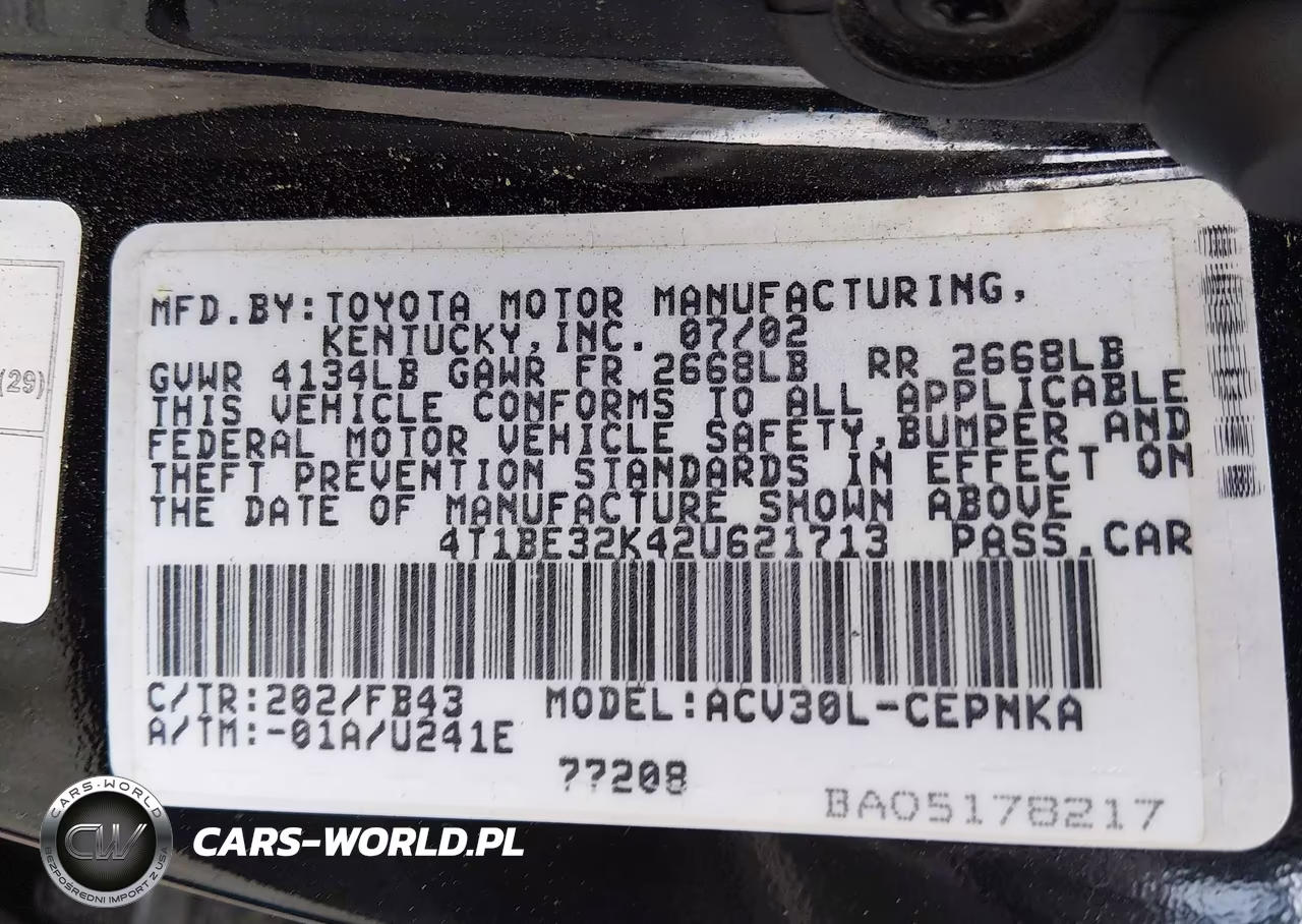 2002 Toyota Camry Le VIN:4T1BE32K42U621713 - 9