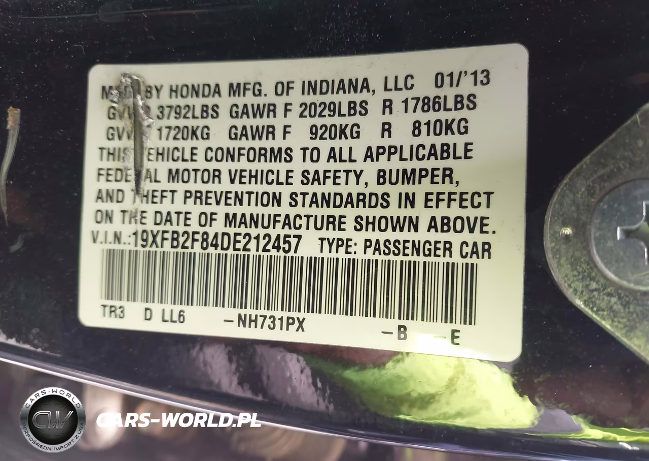 2013 Honda Civic Ex VIN:19XFB2F84DE212457 - 9