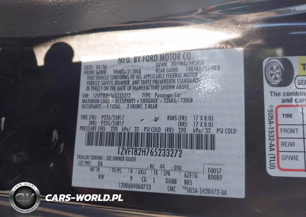 2006 Ford Mustang Gt VIN:1ZVFT82H765233272 - 9