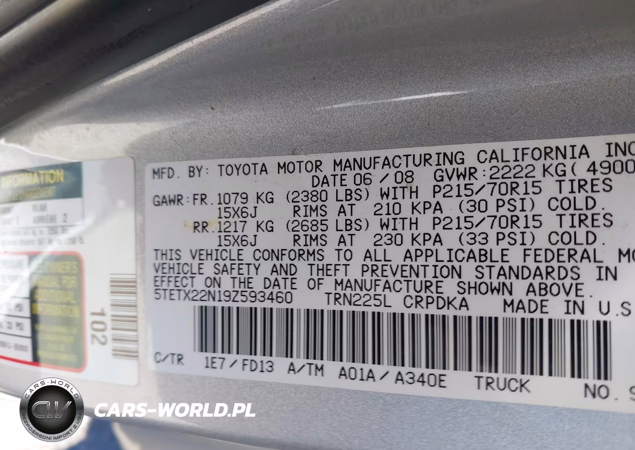 2009 Toyota Tacoma VIN:5TETX22N19Z593460 - 9