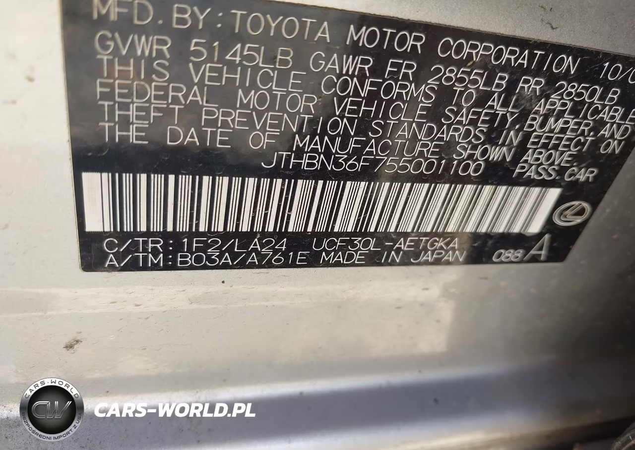 2005 Lexus Ls 430 VIN:JTHBN36F755001100 - 9