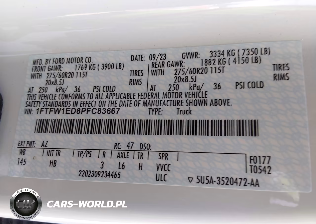 2023 Ford F-150 Lariat VIN:1FTFW1ED8PFC83667 - 9