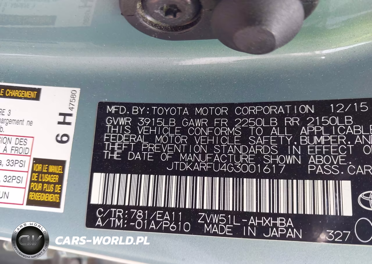2016 Toyota Prius Four Touring VIN:JTDKARFU4G3001617 - 9