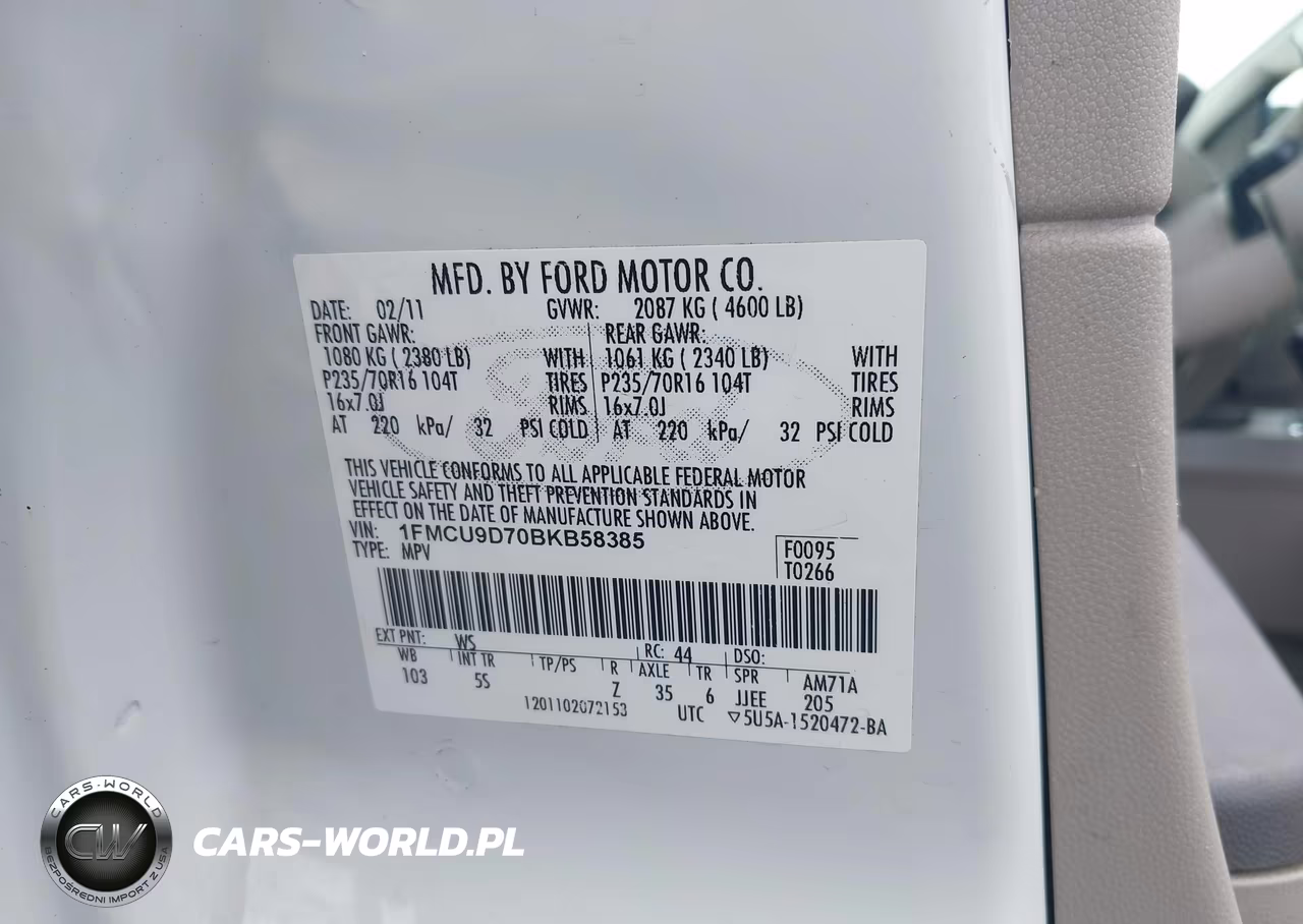 2011 Ford Escape Xlt VIN:1FMCU9D70BKB58385 - 9