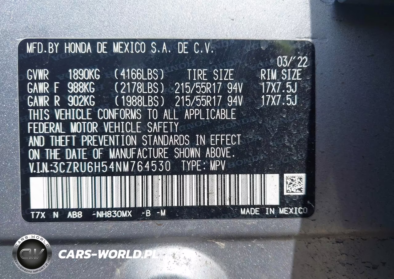 2022 Honda Hr-V Awd Ex VIN:3CZRU6H54NM764530 - 9