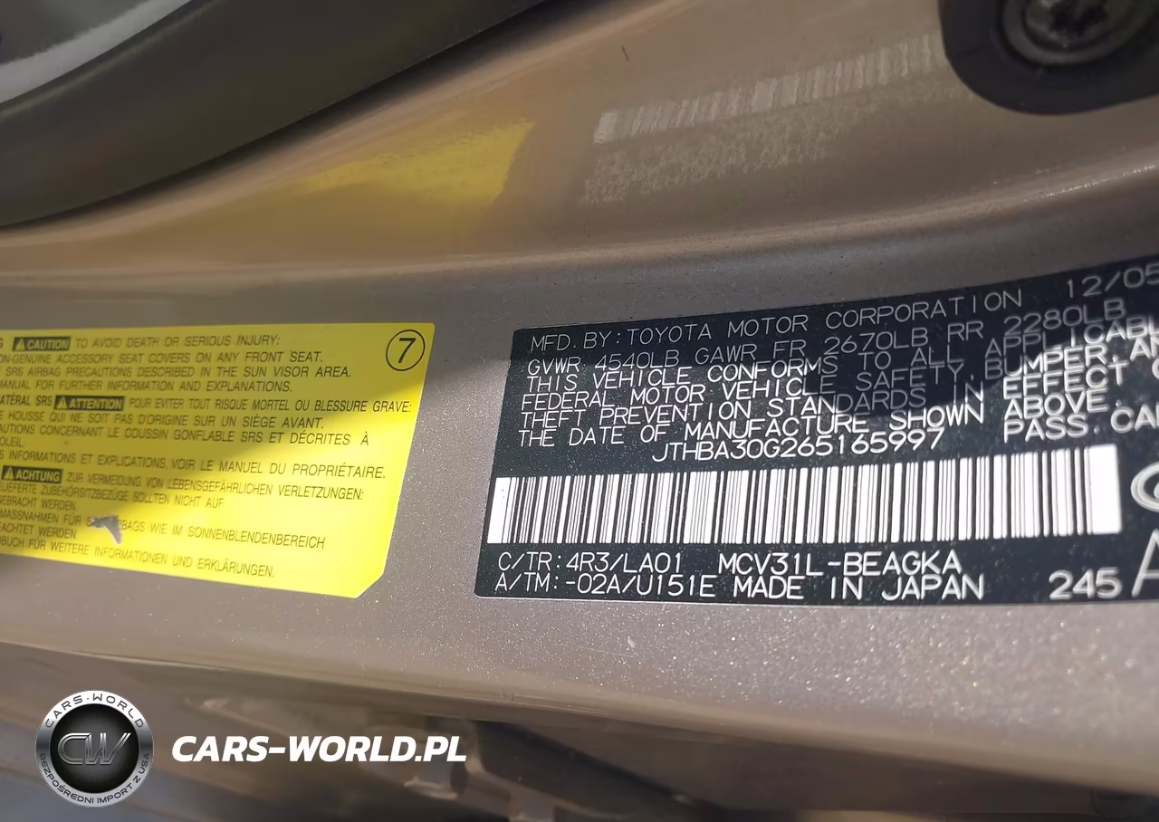 2006 Lexus Es 330 VIN:JTHBA30G265165997 - 9