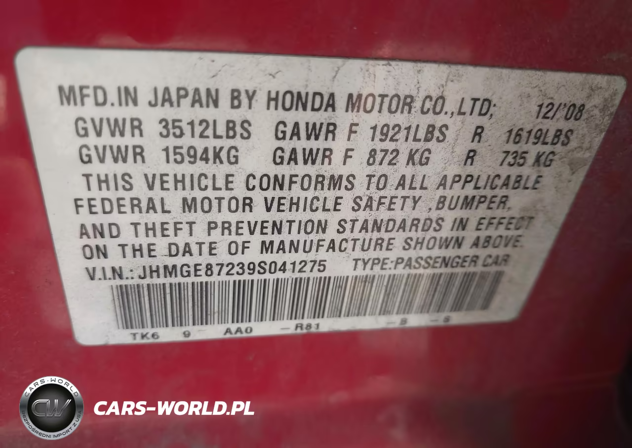 2009 Honda Fit VIN:JHMGE87239S041275 - 9