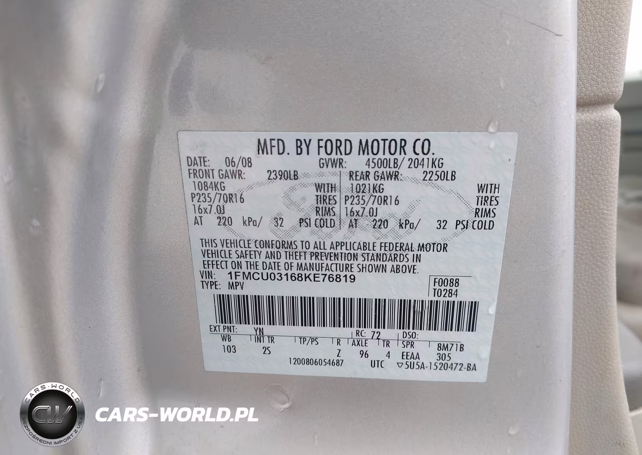 2008 Ford Escape Xlt VIN:1FMCU03168KE76819 - 9