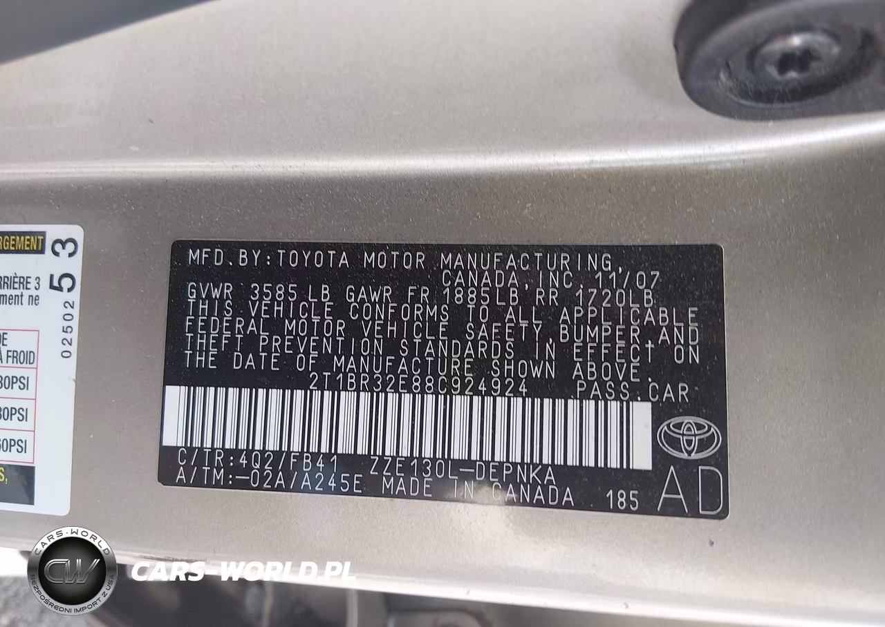2008 Toyota Corolla Le VIN:2T1BR32E88C924924 - 9