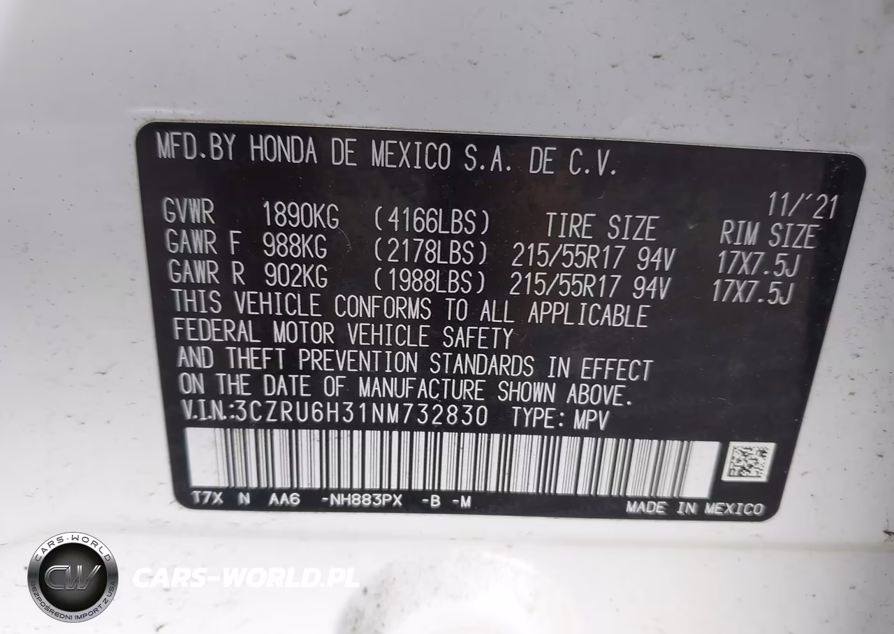 2022 Honda Hr-V Awd Lx VIN:3CZRU6H31NM732830 - 9