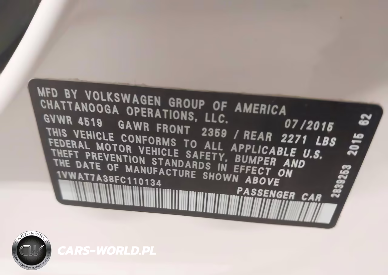 2015 Volkswagen Passat 1.8T Limited Edition VIN:1VWAT7A38FC110134 - 9