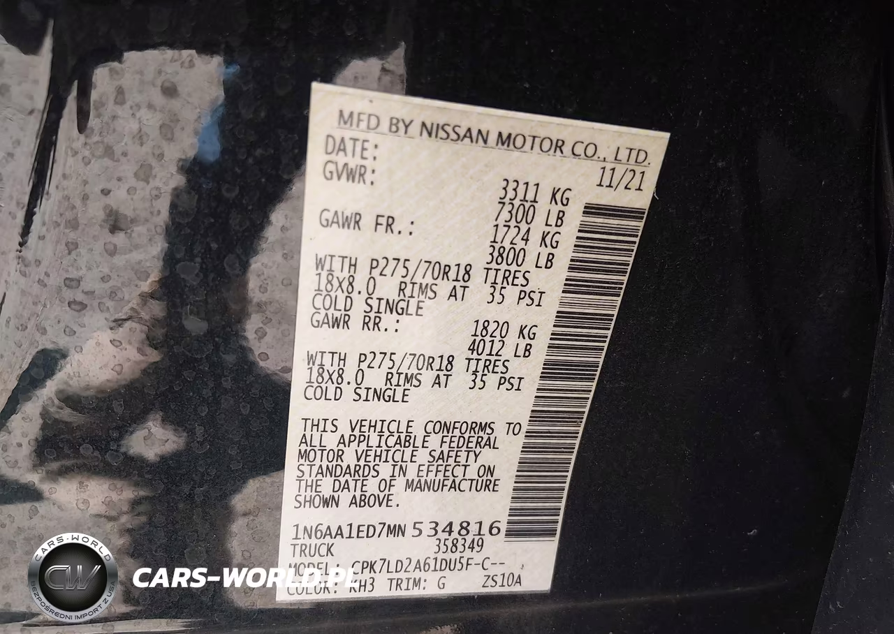 2021 Nissan Titan Pro-4X 4X4 VIN:1N6AA1ED7MN534816 - 9