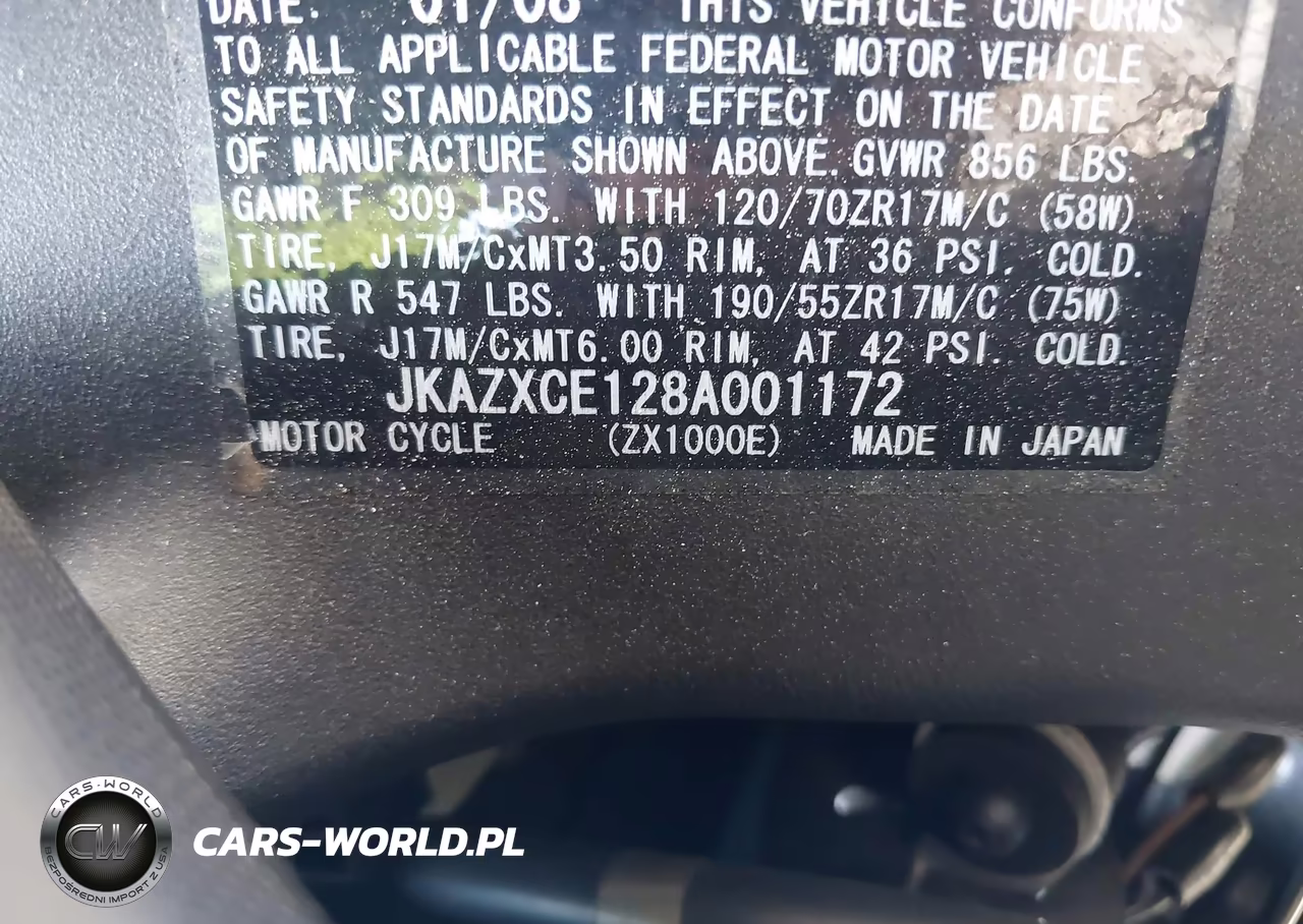 2008 Kawasaki Zx1000 E VIN:JKAZXCE128A001172 - 10
