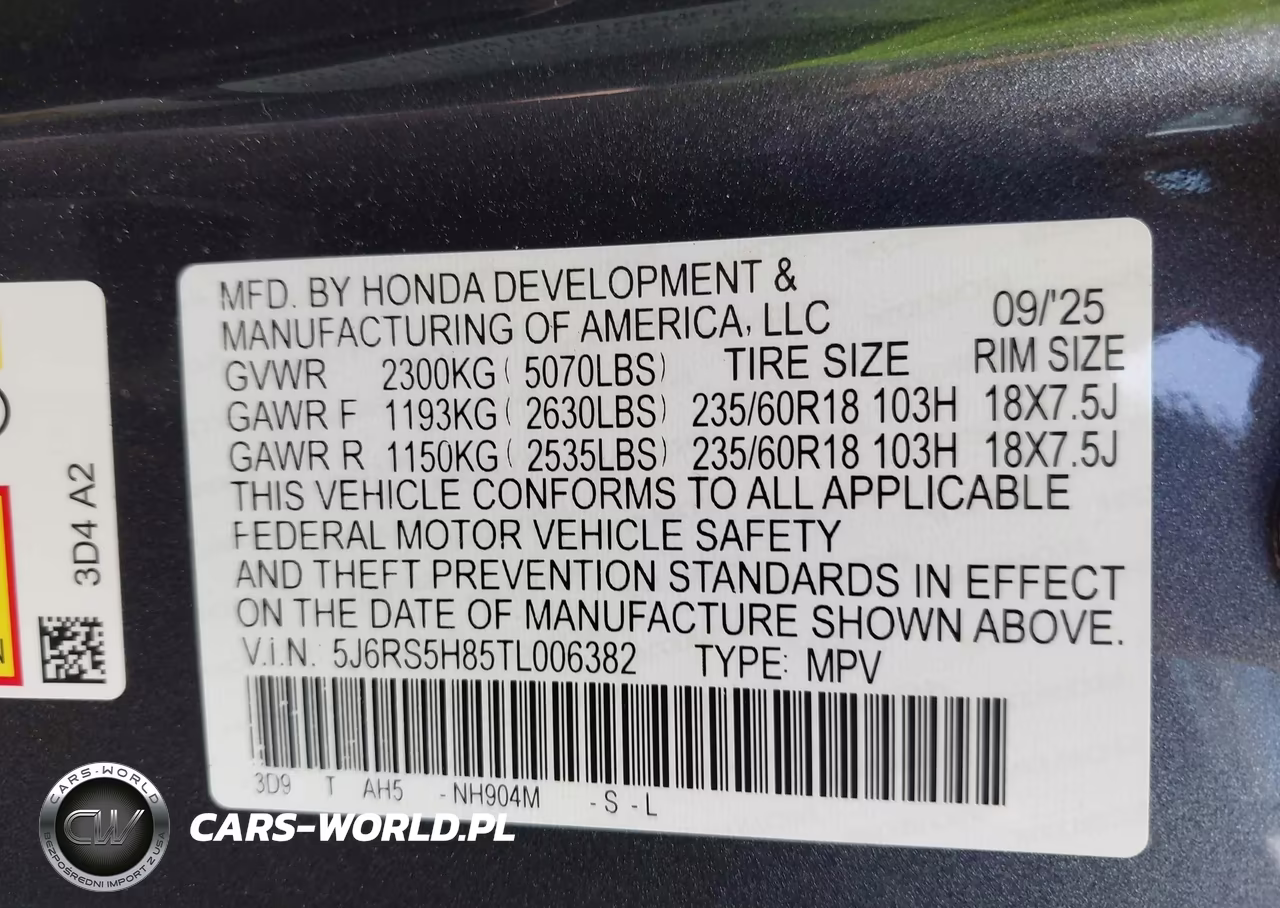 2026 Honda Cr-V Hybrid 2Wd Sport-L VIN:5J6RS5H85TL006382 - 9