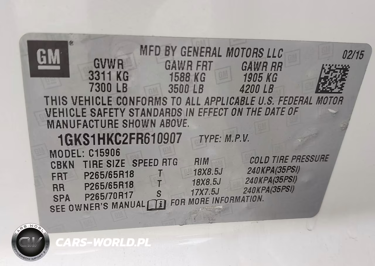 2015 GMC Yukon Xl 1500 Slt VIN:1GKS1HKC2FR610907 - 9