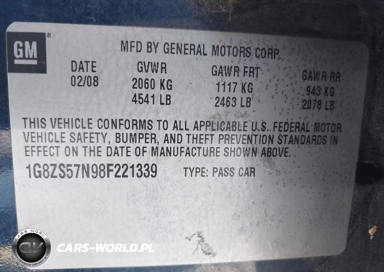 2008 Saturn Aura Xe VIN:1G8ZS57N98F221339 - 9