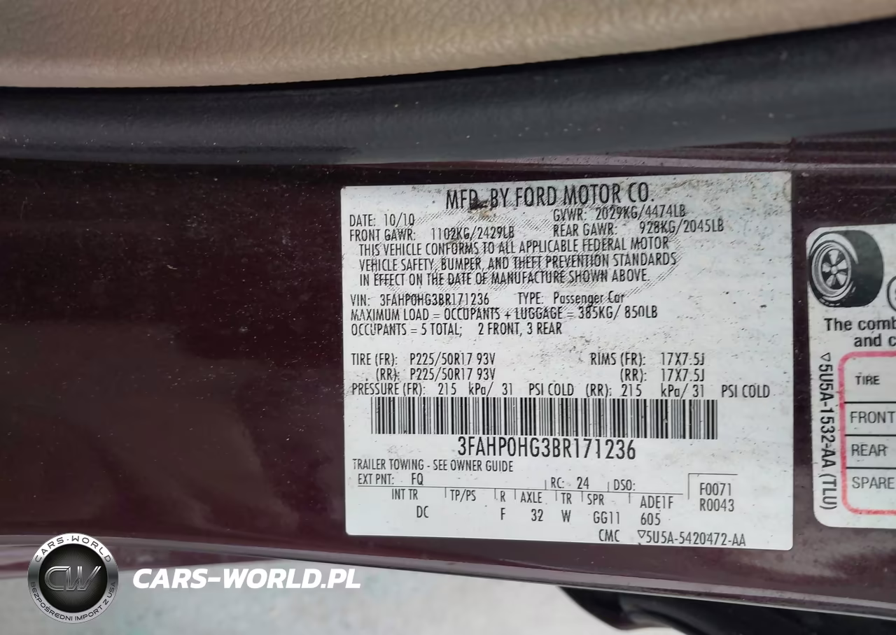 2011 Ford Fusion Se VIN:3FAHP0HG3BR171236 - 9