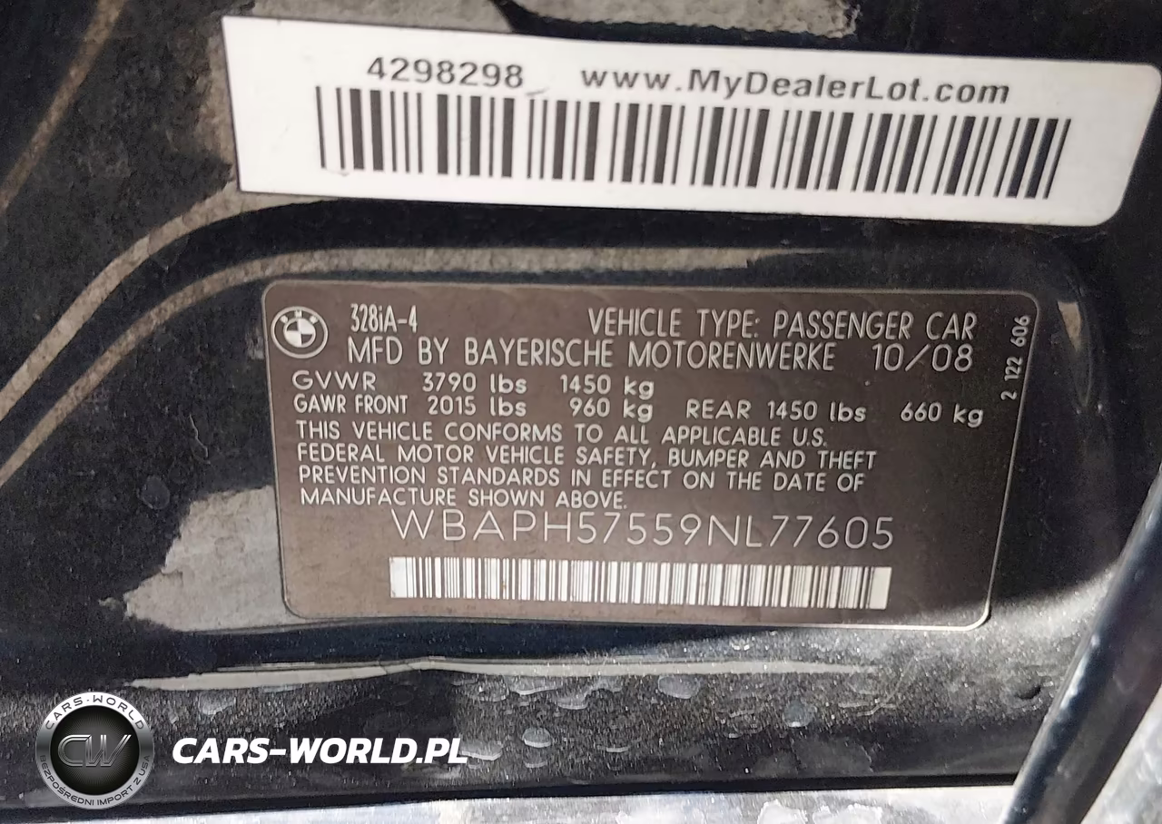 2009 BMW 328I VIN:WBAPH57559NL77605 - 9