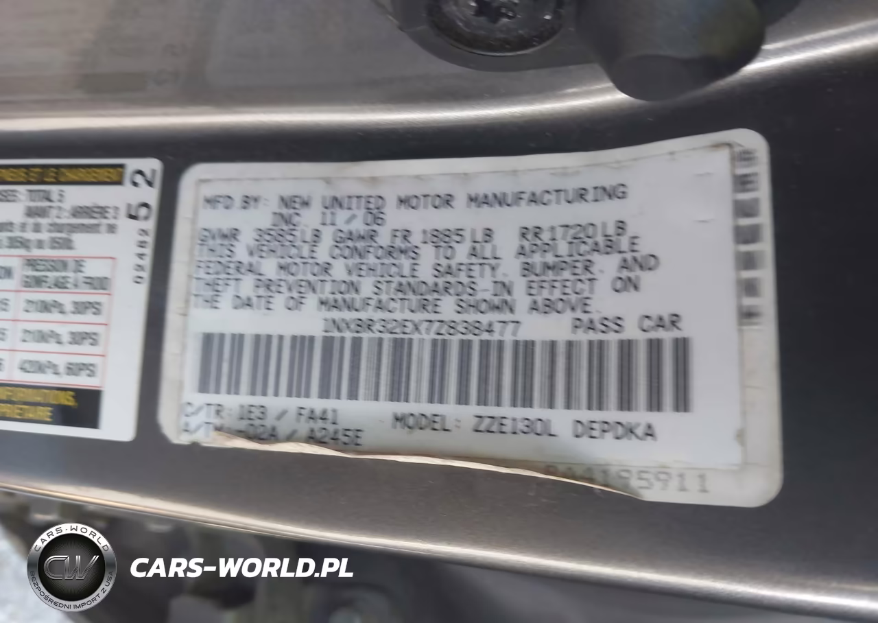 2007 Toyota Corolla Ce VIN:1NXBR32EX7Z838477 - 9