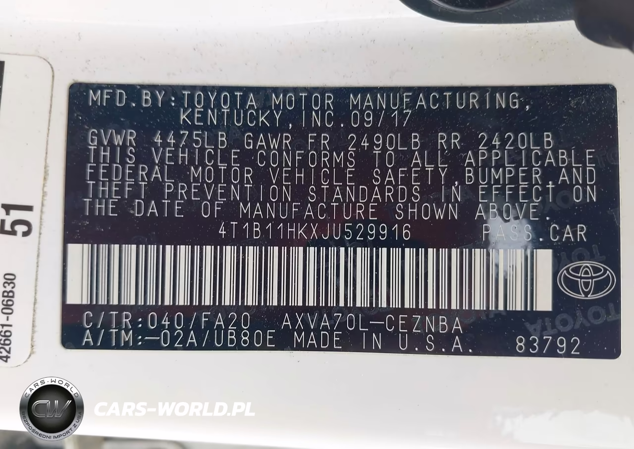 2018 Toyota Camry Le VIN:4T1B11HKXJU529916 - 9