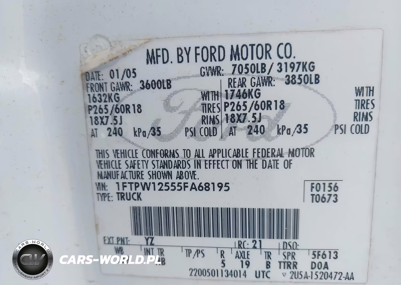 2005 Ford F-150 Lariat-Xlt VIN:1FTPW12555FA68195 - 9