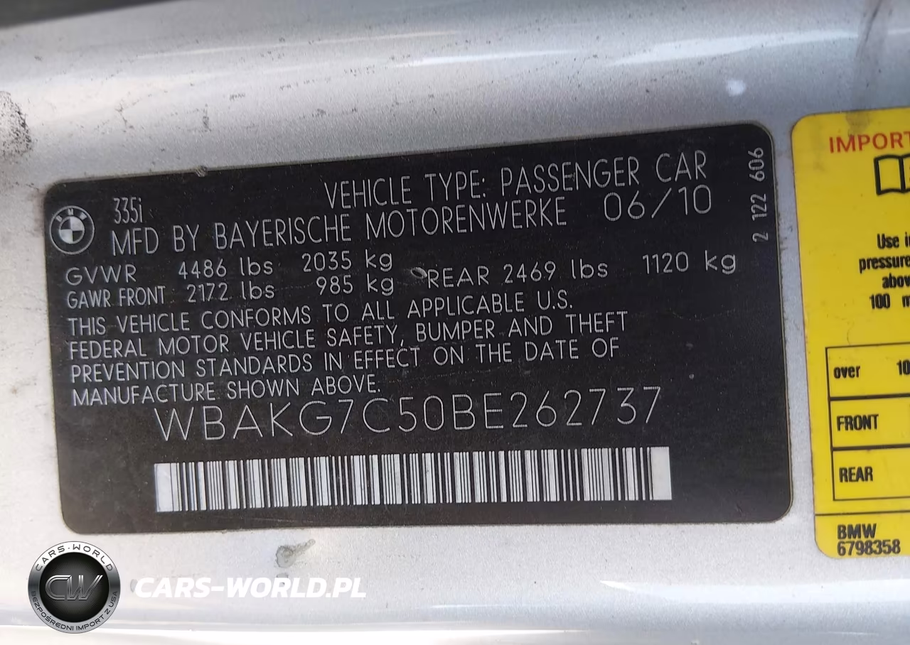 2011 BMW 335I VIN:WBAKG7C50BE262737 - 9