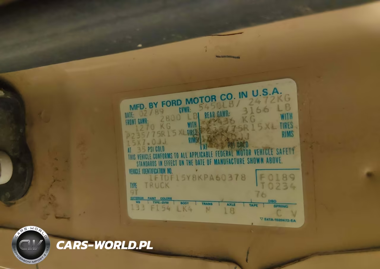 1989 Ford F150 VIN:1FTDF15Y8KPA60378 - 9
