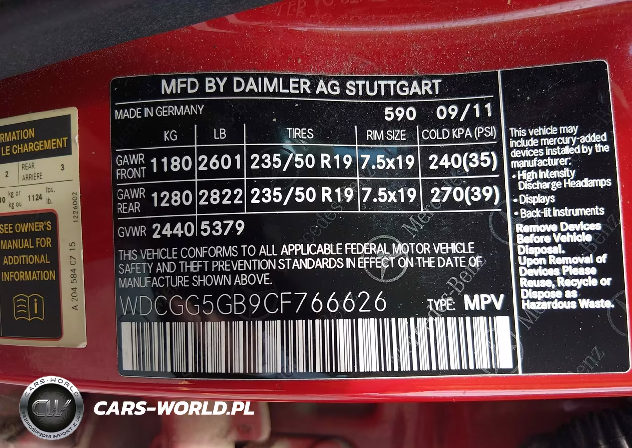 2012 Mercedes-Benz Glk 350 VIN:WDCGG5GB9CF766626 - 9