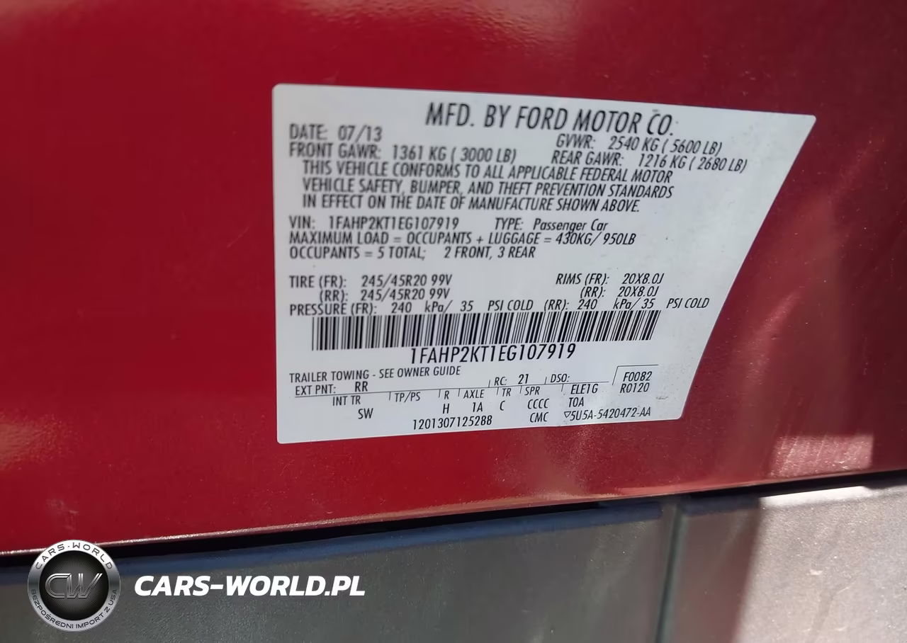 2014 Ford Taurus Sho VIN:1FAHP2KT1EG107919 - 9