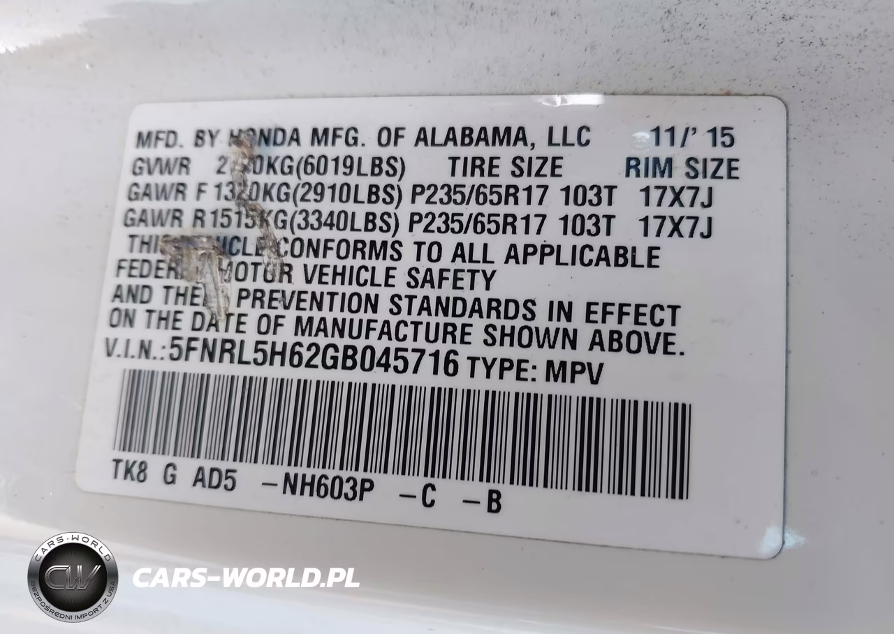2016 Honda Odyssey Ex-L VIN:5FNRL5H62GB045716 - 9