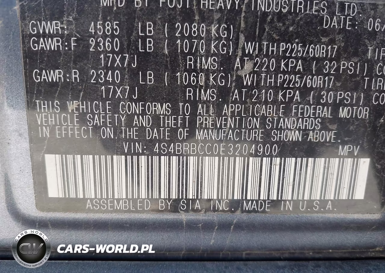 2014 Subaru Outback 2.5I Premium VIN:4S4BRBCC0E3204900 - 9