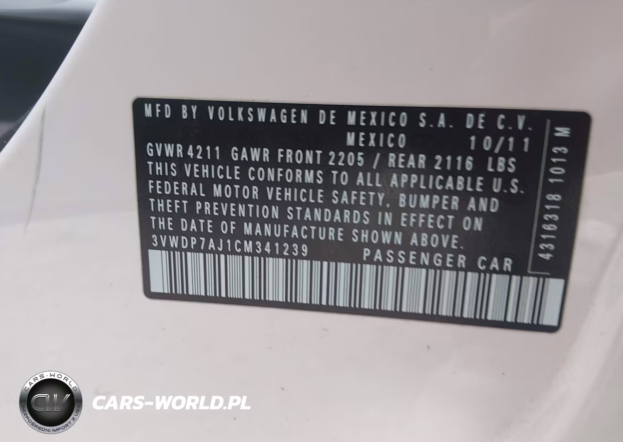 2012 Volkswagen Jetta 2.5L Se VIN:3VWDP7AJ1CM341239 - 9