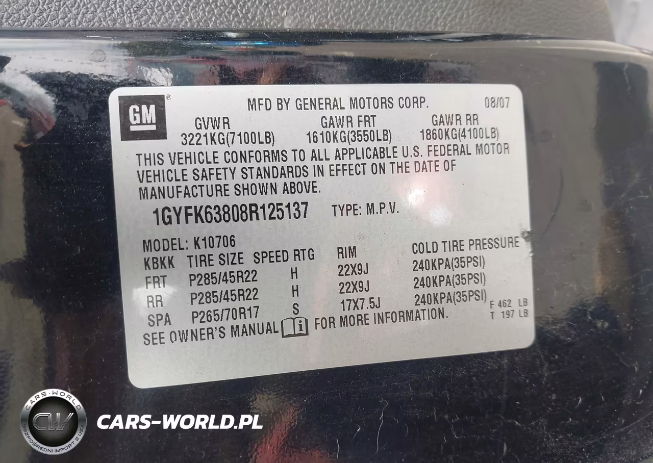 2008 Cadillac Escalade Standard VIN:1GYFK63808R125137 - 9
