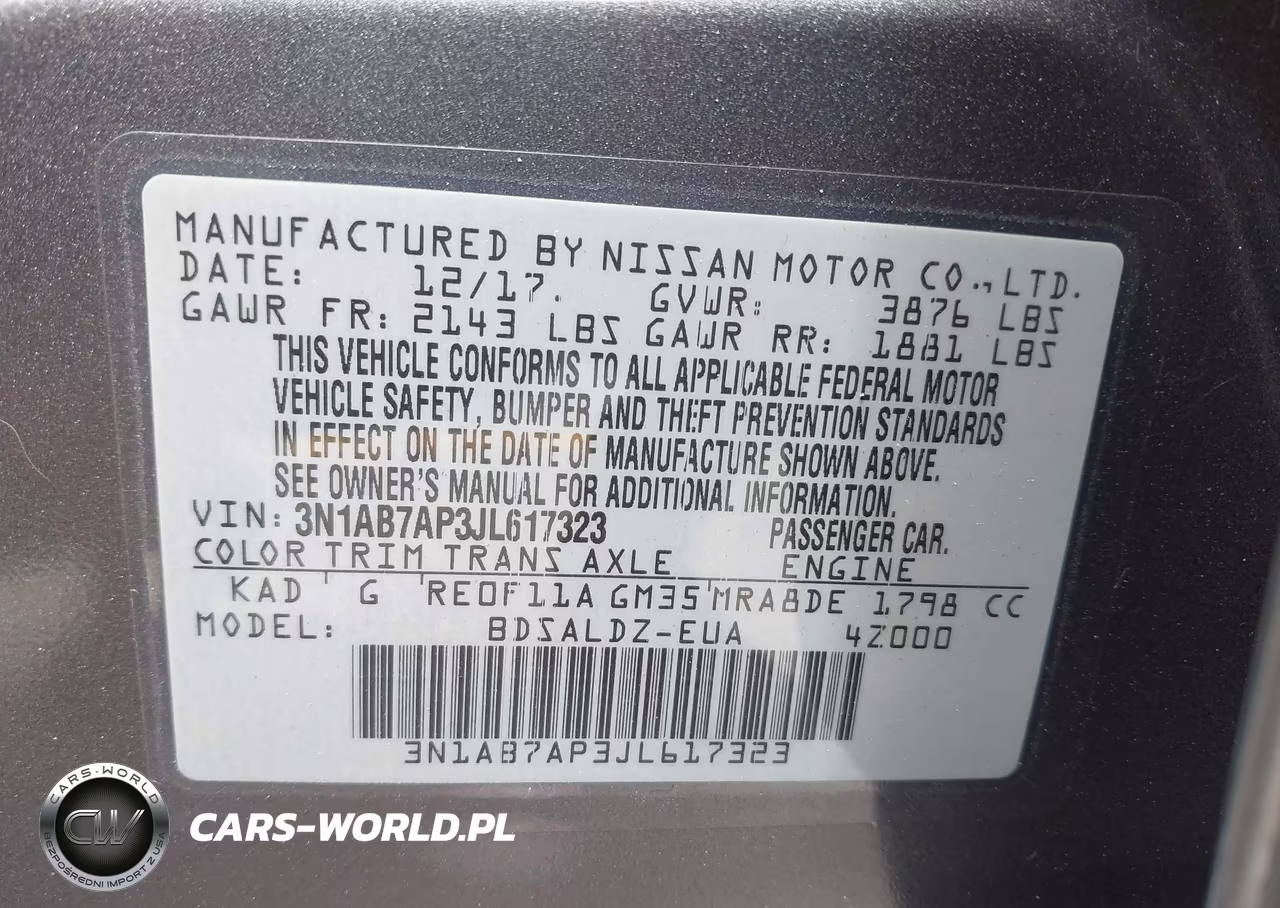 2018 Nissan Sentra Sv VIN:3N1AB7AP3JL617323 - 9