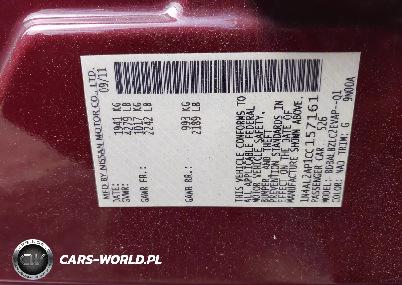 2012 Nissan Altima 2.5 S VIN:1N4AL2AP1CC157161 - 9