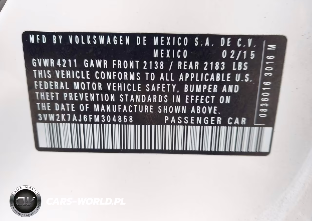 2015 Volkswagen Jetta 2.0L S VIN:3VW2K7AJ6FM304858 - 9