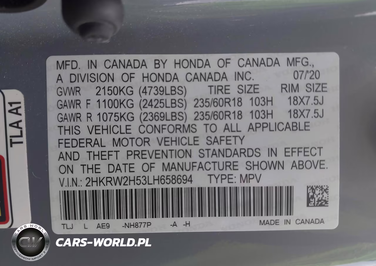 2020 Honda Cr-V Awd Ex VIN:2HKRW2H53LH658694 - 9